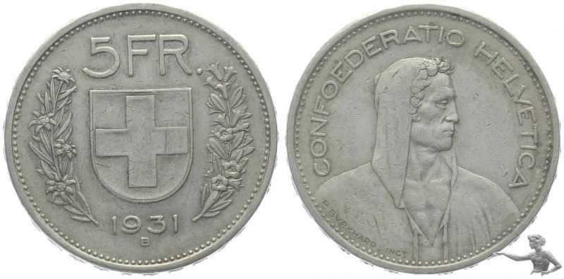 5 Franken 1931 B | Silber, Alphirte